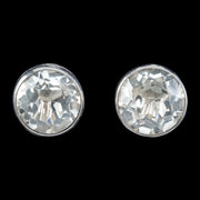 Antique Edwardian Paste Solitaire Earrings Sterling Silver