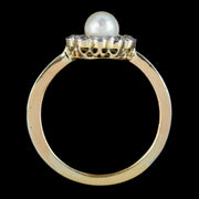 Antique Edwardian Pearl Diamond Daisy Ring Circa 1905