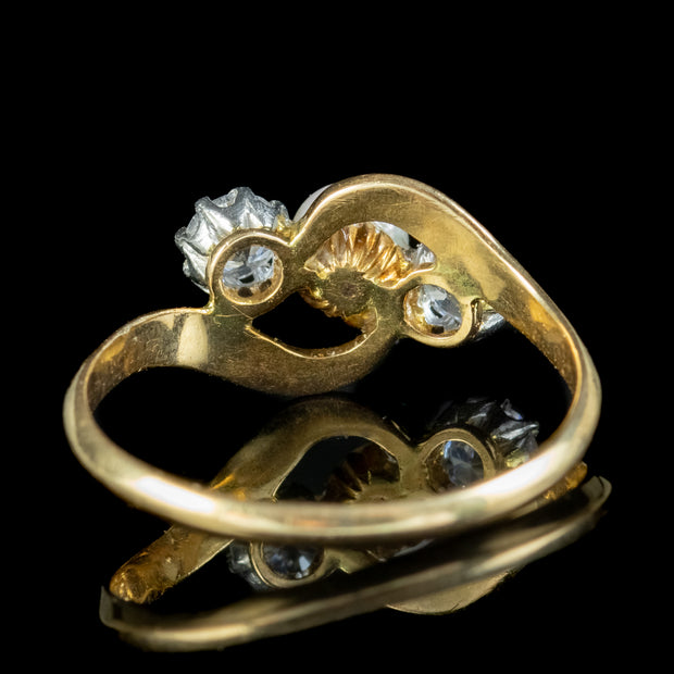 Antique Edwardian Pearl Diamond Trilogy Twist Ring