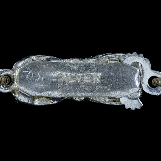 Antique Edwardian Pearl Necklace Silver Bow Clasp Circa 1910 hallmark