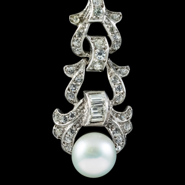 Antique Edwardian Pearl Paste Drop Earrings Silver Circa 1910