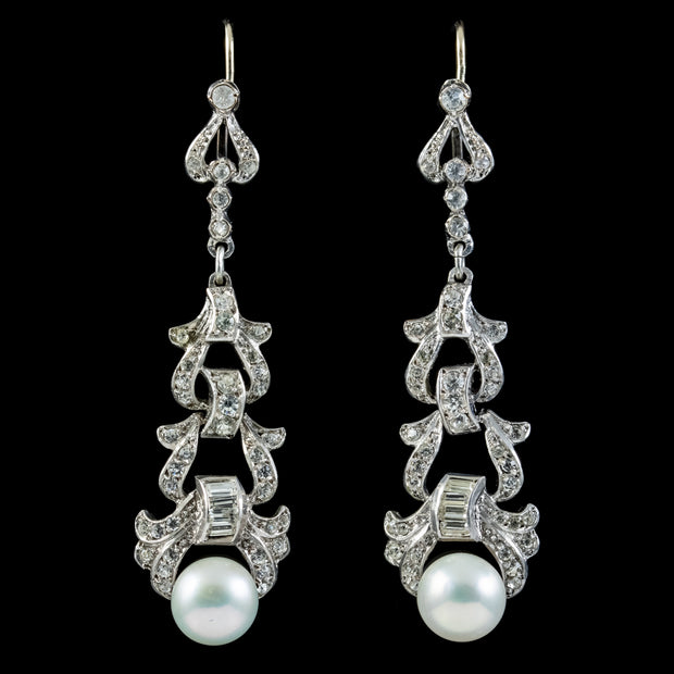 Antique Edwardian Pearl Paste Drop Earrings Silver Circa 1910