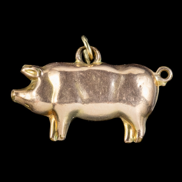 Antique Edwardian Pig Charm 9ct Gold Circa 1910 front