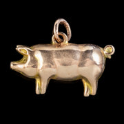 Antique Edwardian Pig Charm Pendant 9ct Gold Dated 1910