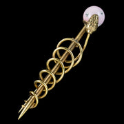 Antique Edwardian Rod Of Asclepius Snake Pin Brooch 