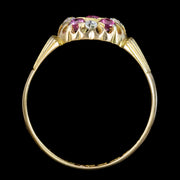 Antique Edwardian Ruby Diamond Cluster Ring Dated 1910