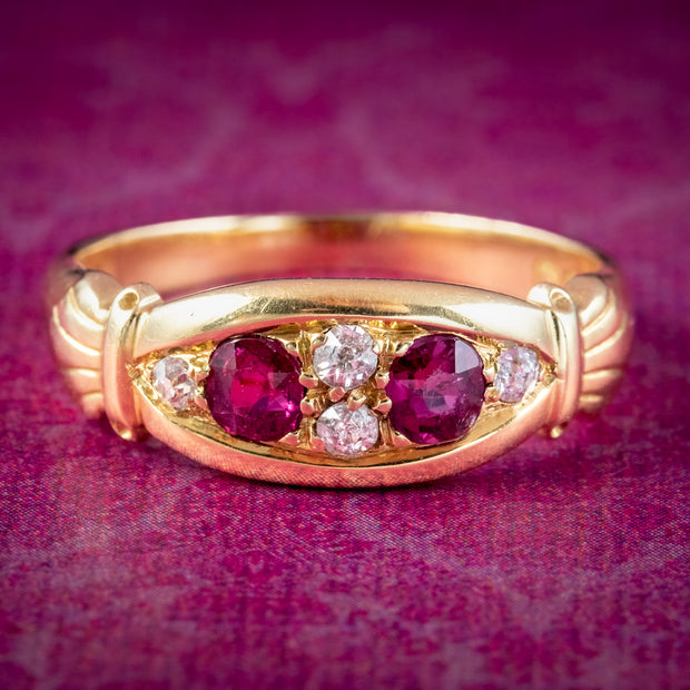 Antique Edwardian Ruby Diamond Ring 0.44ct Ruby Dated 1902