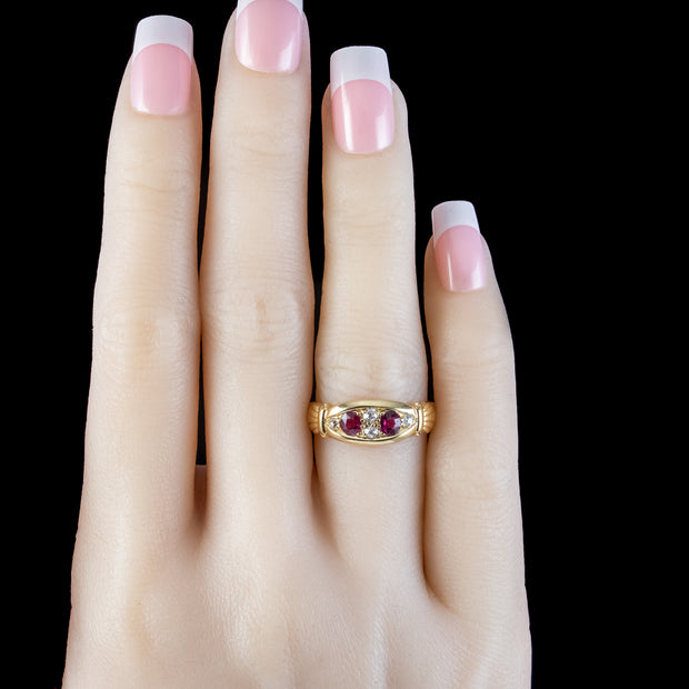 Antique Edwardian Ruby Diamond Ring 0.44ct Ruby Dated 1902