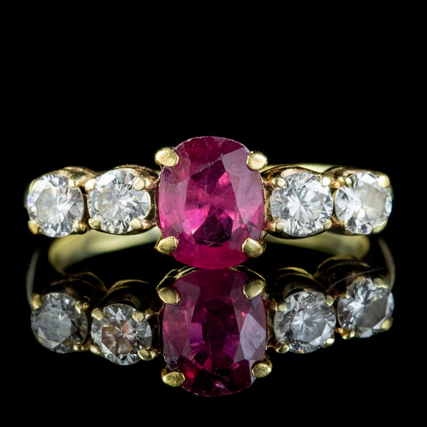 Antique Edwardian Ruby Diamond Ring 0.80ct Ruby Circa 1901