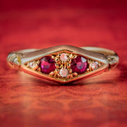 Antique Edwardian Ruby Diamond Ring Dated 1909