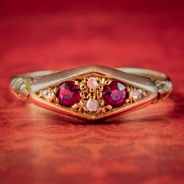 Antique Edwardian Ruby Diamond Ring Dated 1909