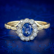 Antique Edwardian Sapphire Diamond Daisy Cluster Ring 0.50ct Sapphire