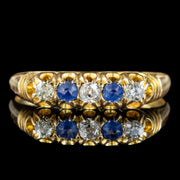 Antique Edwardian Sapphire Diamond Five Stone Ring Dated 1909