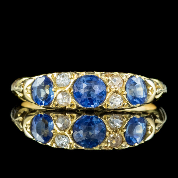 Antique Edwardian Sapphire Diamond Ring 0.65ct Sapphire Dated 1907