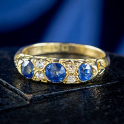 Antique Edwardian Sapphire Diamond Ring 0.65ct Sapphire Dated 1907