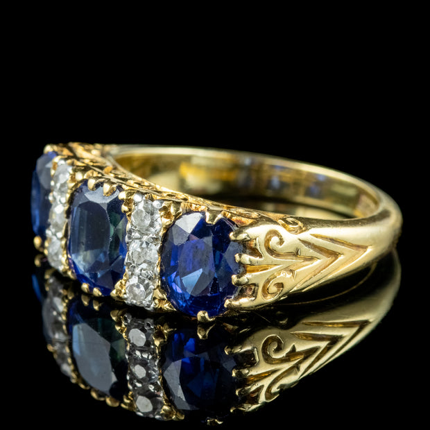 Antique Edwardian Sapphire Diamond Ring 2.7ct Sapphire With Cert