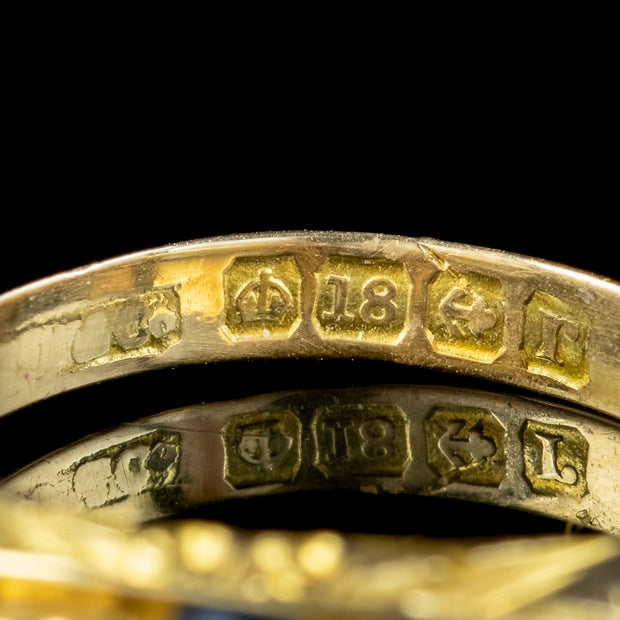 Antique Edwardian Sapphire Diamond Ring Dated 1916