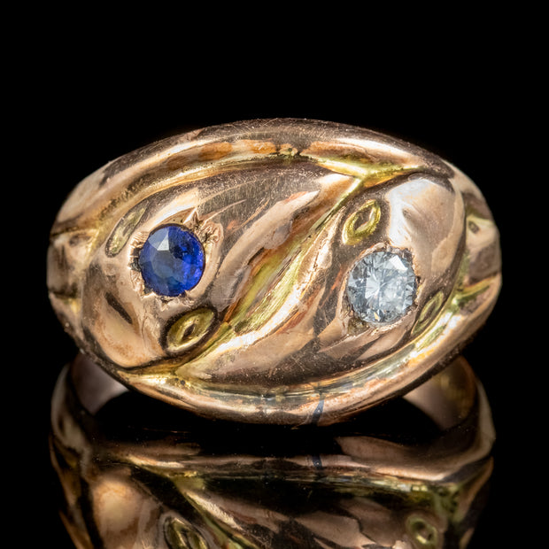 Antique Edwardian Sapphire Diamond Snake Ring Dated 1917 