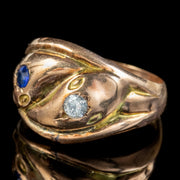 Antique Edwardian Sapphire Diamond Snake Ring Dated 1917 
