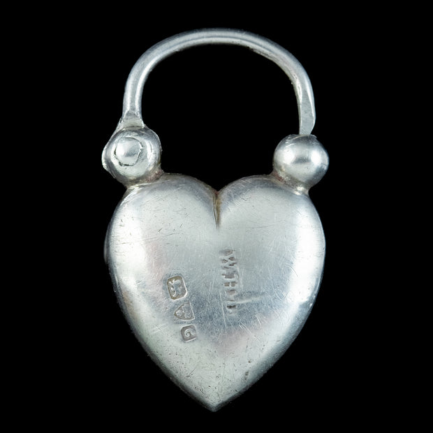 Antique Edwardian Scottish Heart Padlock Pendant Dated 1903