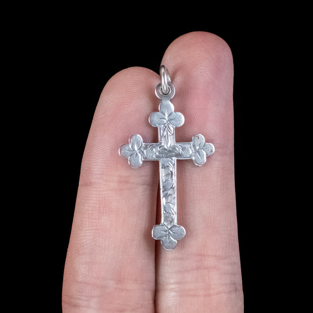 Antique Edwardian Sterling Silver Cross Pendant Dated 1907