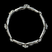 Antique Edwardian Sterling Silver Floral Paste Bracelet 