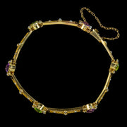Antique Edwardian Suffragette Bracelet Amethyst Peridot Pearl Circa 1910