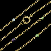 Antique Edwardian Suffragette Chain 15ct Gold Amethyst Peridot Pearl