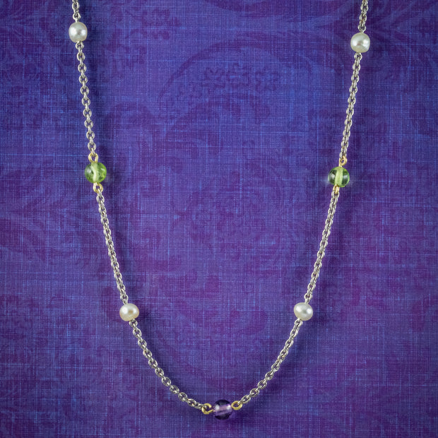 Antique Edwardian Suffragette Chain Necklace Platinum Circa 1915