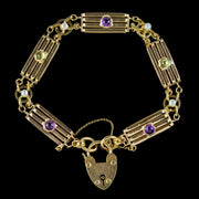 Antique Edwardian Suffragette Gate Bracelet 9ct Gold Circa 1910