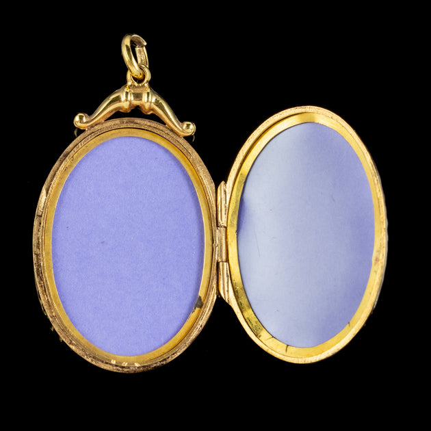 Antique Edwardian Suffragette Gold Floral Locket Amethyst Pearl Perido ...