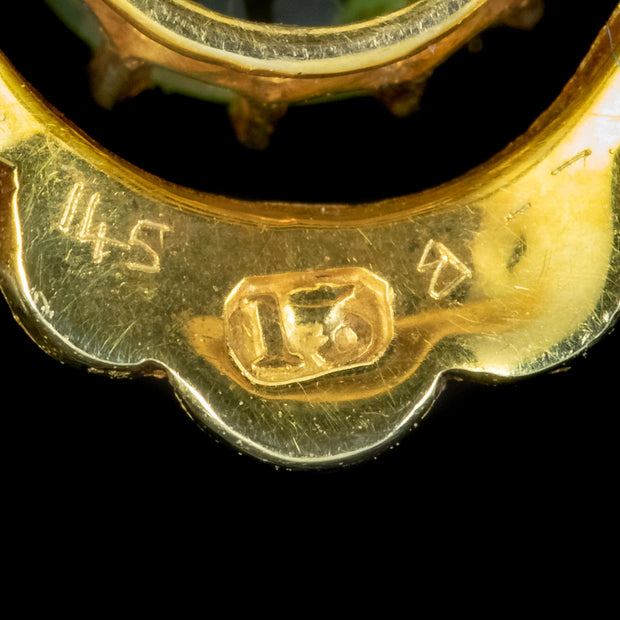 Antique Edwardian Suffragette Pearl Amethyst Peridot Brooch 15ct Gold