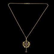 Antique Edwardian Suffragette Pendant Necklace 9ct Gold