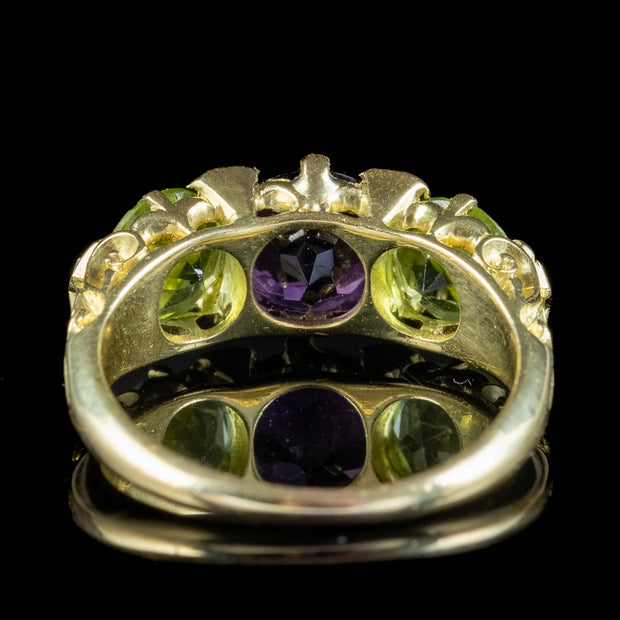 Antique Edwardian Suffragette Ring Amethyst Diamond Peridot 