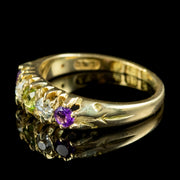 Antique Edwardian Suffragette Ring Amethyst Peridot Diamond Circa 1910