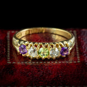 Antique Edwardian Suffragette Ring Amethyst Peridot Diamond Circa 1910
