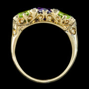 Antique Edwardian Suffragette Ring Peridot Amethyst Diamond 