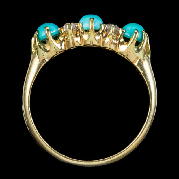 Antique Edwardian Turquoise Diamond Ring Dated 1907