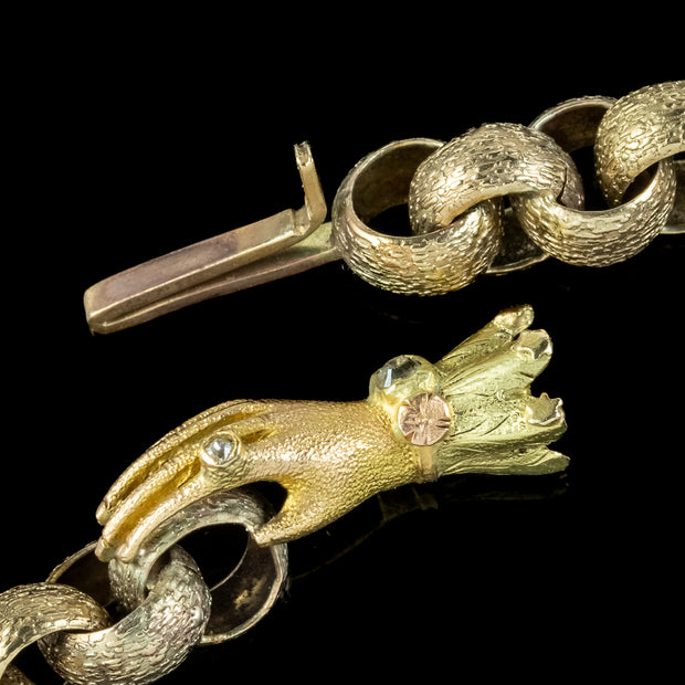Antique Georgian 18ct Gold Bracelet Diamond Hand Clasp
