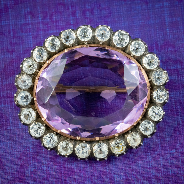 Antique Georgian Amethyst Paste Brooch Silver Circa 1820