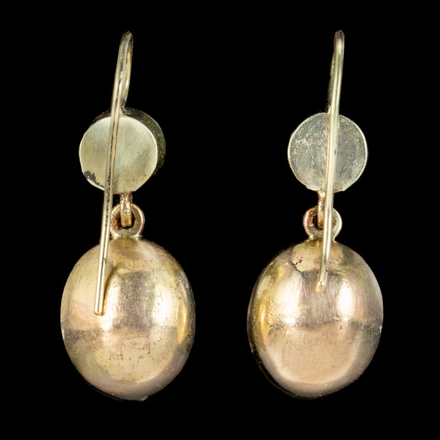 Antique Georgian Amethyst Paste Drop Earrings 18ct Gold Circa 1820 back