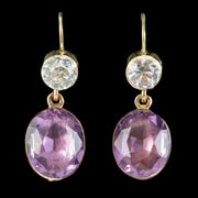 Antique Georgian Amethyst Paste Drop Earrings 18ct Gold Circa 1820 front