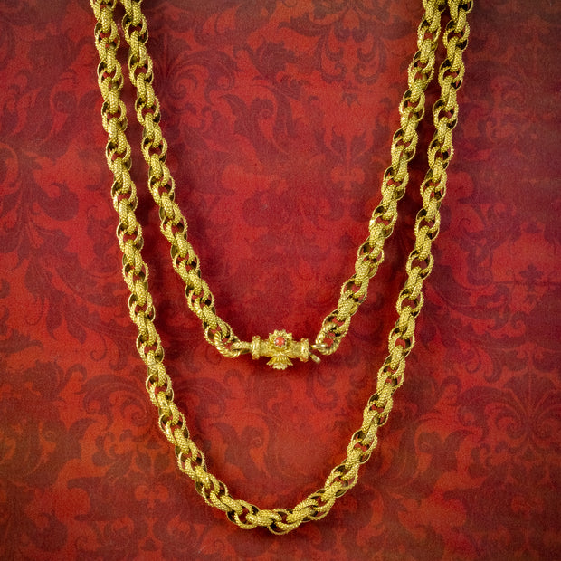 Antique Georgian Chain 18ct Gold Gilt Coral Clasp