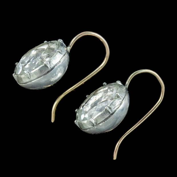 Antique Georgian Crystal Earrings Silver Gold Wires
