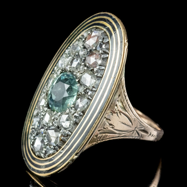 Antique Georgian Diamond Aquamarine Mourning Ring Mary Antrobus Dated ...