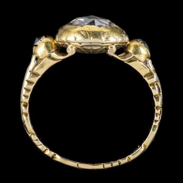 Antique Georgian Diamond Trilogy Ring 1.80ct Rose Cut Circa 1780