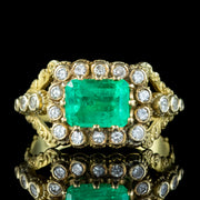Antique Georgian Emerald Diamond Cluster Ring 2ct Emerald Dated 1828