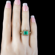 Antique Georgian Emerald Diamond Cluster Ring 2ct Emerald Dated 1828