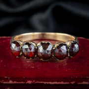 Antique Georgian Garnet Five Stone Ring 3ct Total