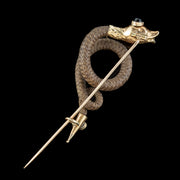 Antique Georgian Garnet Mourning Snake Pin 18ct Gold With Box 